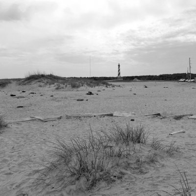 HATTERAS ISLAND LIGHTHOUSE NEW LOCATION SHOT FROM FOUNDATION OF OLD LOCATION  NC